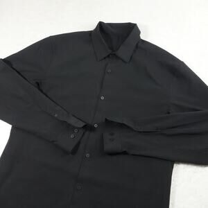 Lululemon Shirt Mens XL Black Button Down Airing Stretch Long Sleeve